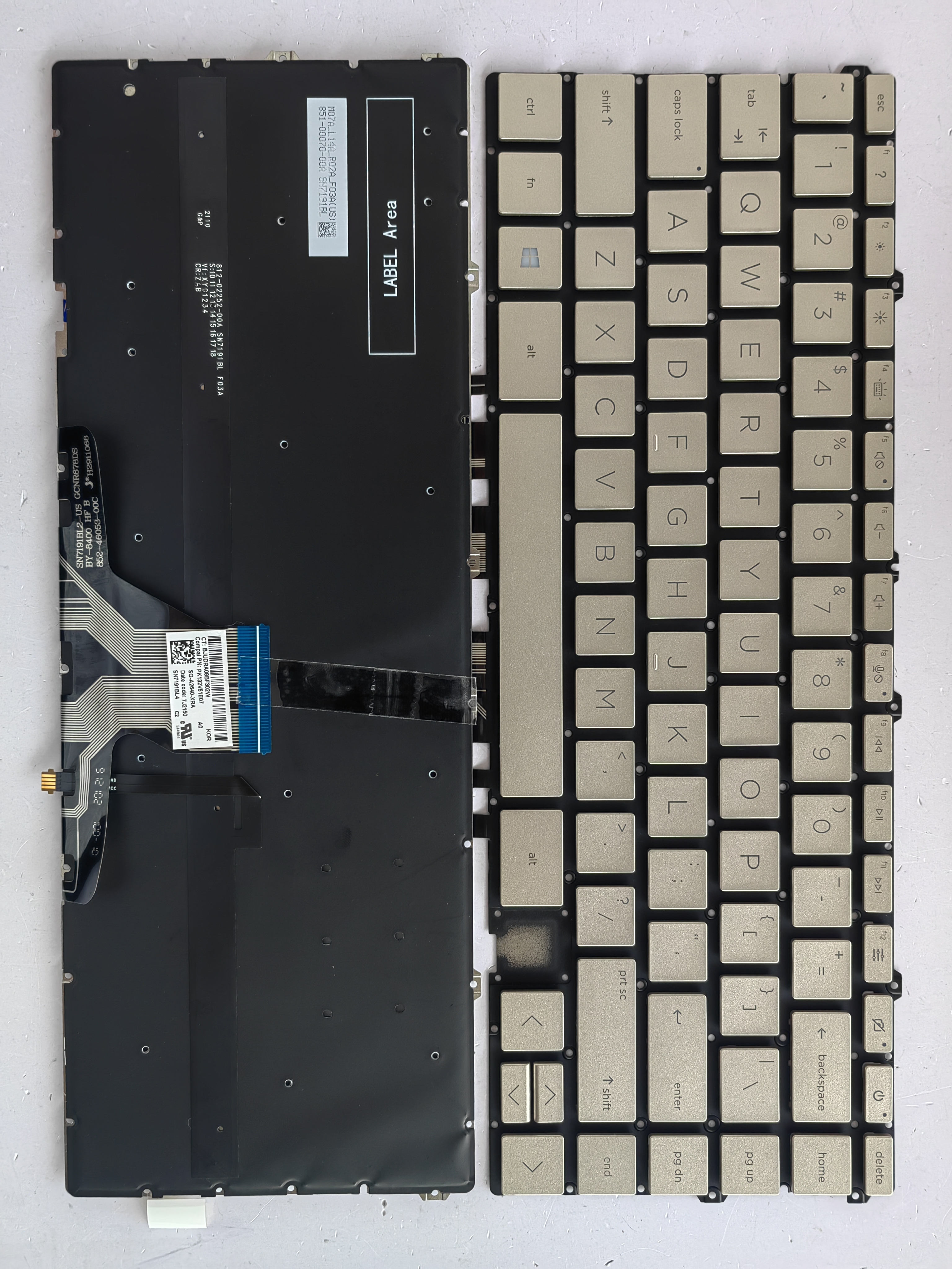 Picture of New Replacement Laptop Keyboard For HP 13-AY/13-BA/TPN-147/envy 15-es Gold Backlit US Layout